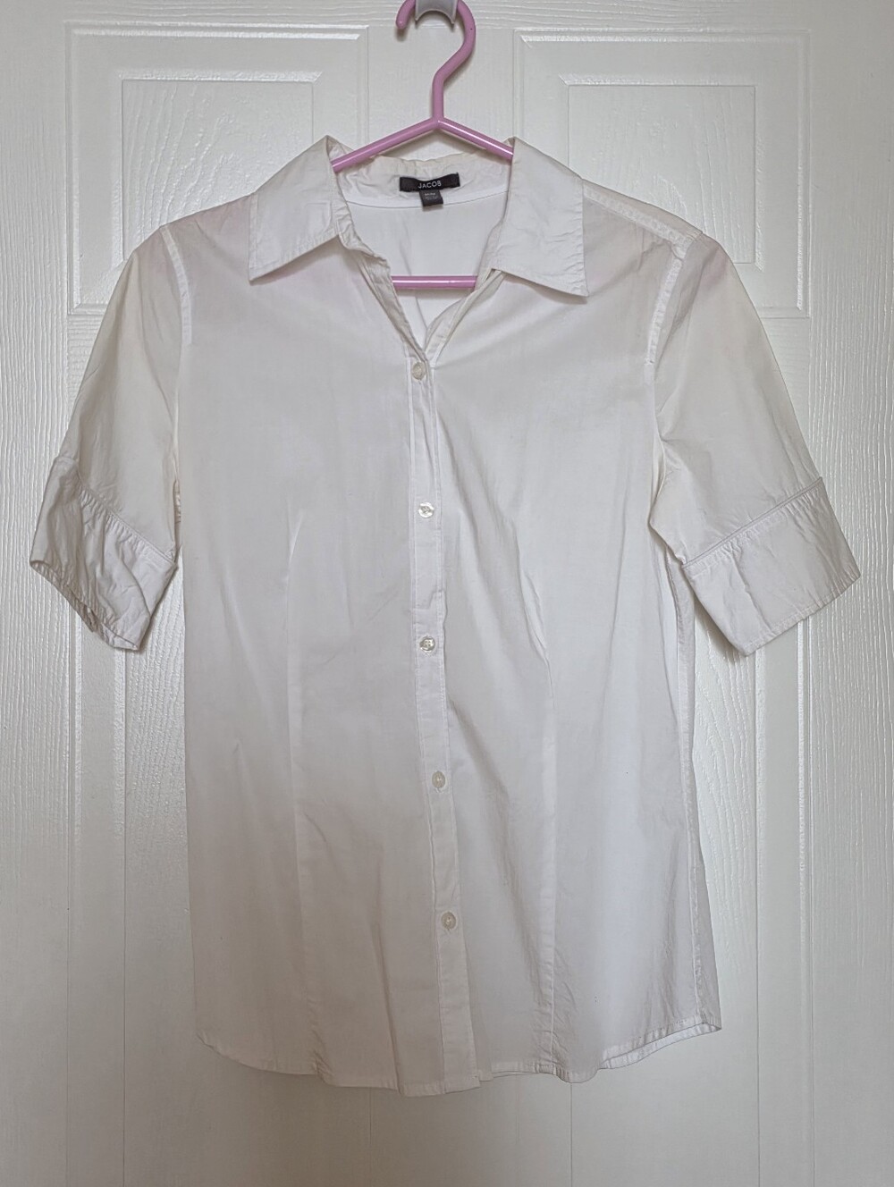 Jacob Short-Sleeve Button Front Dress Shirt, White, Medium